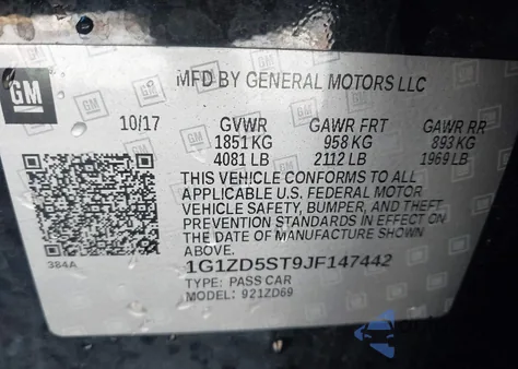 2018 Chevrolet Malibu Lt from USA, damaged, VIN 1G1ZD5ST9JF147442